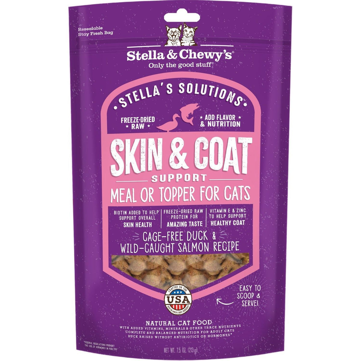 Solutions Skin Coat Duck Salmon Freeze-Dried Raw Cat Food. 210 g.