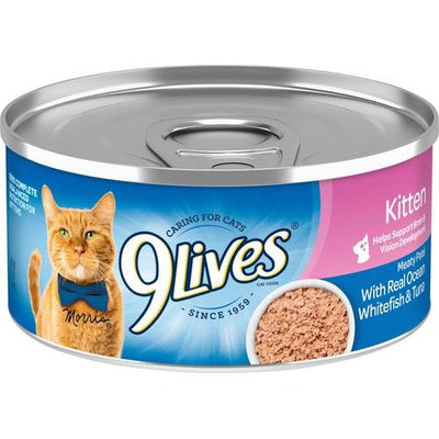 9Lives, Kitten Paté, pescado de mar + atún, 156 g × 4 / 24 latas.