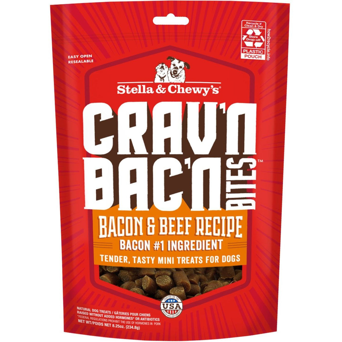 Crav'n Bac'n Bites Bacon & Beef Recipe Dog Treats. 230 g.
