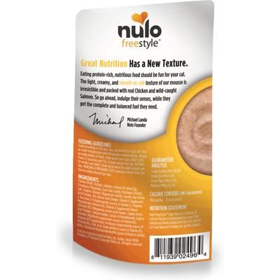 Nulo, FreeStyle Silky Mousse Chicken & Salmon, mousse húmedo sin granos para gatos, Pollo + Salmón, 79 g × 24 bolsas