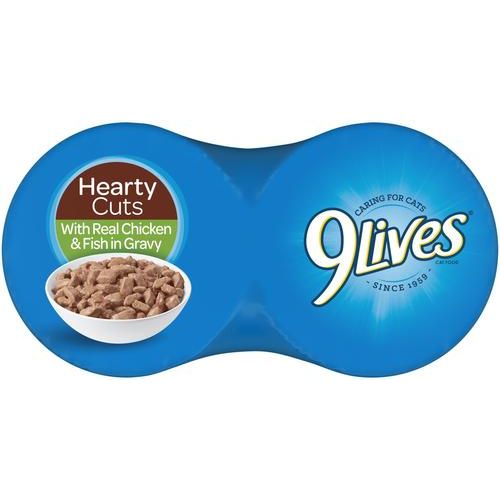 9Lives, Bites con pollo + pescado en salsa, 156 g × 4 / 24 latas.