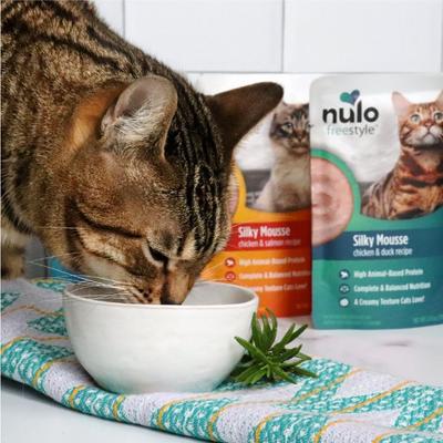 Nulo, FreeStyle Silky Mousse Chicken & Duck, mousse húmedo sin granos para gatos, Pollo + Pato, 79 g × 24 bolsas
