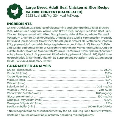 Alimento Seco para Perros Adultos de Razas Grandes, alto contenido proteico, pollo real y arroz