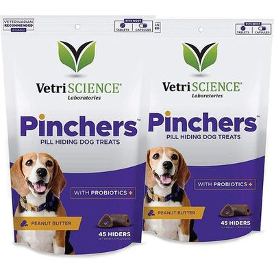 Pinchers Pill Hiding - Golosinas probióticas para perros con sabor a mantequilla de cacahuete, 45 unidades, 2 unidades