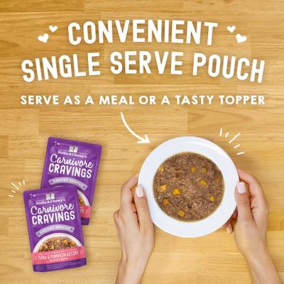 Alimento Húmedo Carnivore Cravings Savory Shreds para Gato sabor Atún y Calabaza 24 pack