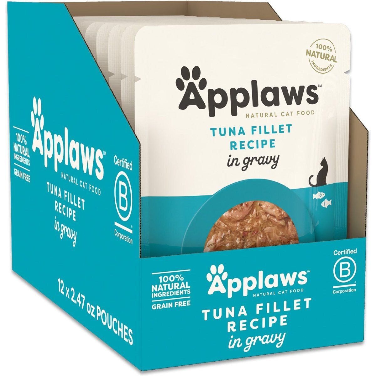 Alimento Húmedo, Hojuelas de Atún en Gravy. 70 g, caja de 12. - Applaws
