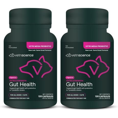 Cápsulas de fácil apertura para la salud intestinal, probióticos y prebióticos extra fuertes, suplemento digestivo para perros y gatos, 120 unidades