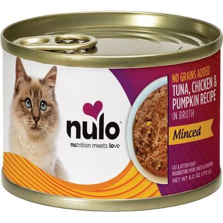 Nulo, Minced Tuna, Chicken & Pumpkin, Atún + Pollo + Calabaza Picados en Caldo, Gatos y Gatitos, 79 g × 12 / 170 g × 8 latas