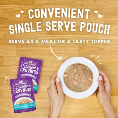 Alimento Húmedo Carnivore Cravings Savory Shreds para Gato sabor Salmón y Macarela 24 pack