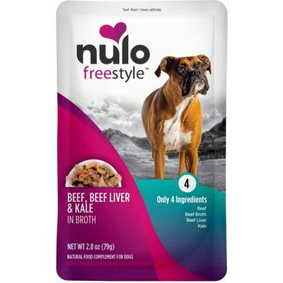 Nulo, FreeStyle Meaty Pouches Chicken, Duck & Kale, Pollo + Pato + Col Rizada en Caldo, Perros, 80 g × 24 bolsas