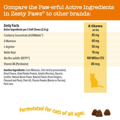 Urinary Tract Bites con Arándano para Vías Urinarias de Gatos sabor Tocino 60 chews