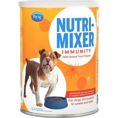 PetAg, Nutri-Mixer Immunity Food Topper, Colostrum + 7 Probiotics + FOS + Vitamin C, para Perros, 340 g.