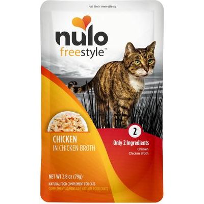 Nulo, FreeStyle Meaty Pouches Chicken & Salmon, Pollo + Salmón en Caldo para Hidratación, Gatos, 80 g × 24 bolsas