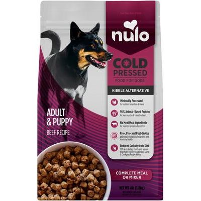 Nulo, Cold Pressed Adult & Puppy, alimento prensado en frío alto en proteína para perros, varios sabores, 998 g / 1.81 kg