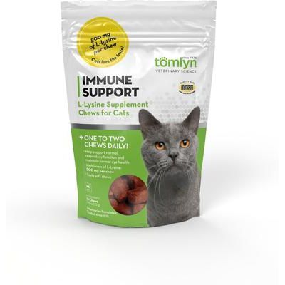 Tomlyn, L-Lysine Immune Support Chews, L-Lysine HCl 500 mg, sabor Pescado, 30 masticables.