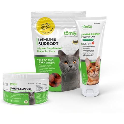 Tomlyn, L-Lysine Immune Support Chews, L-Lysine HCl 500 mg, sabor Pescado, 30 masticables.