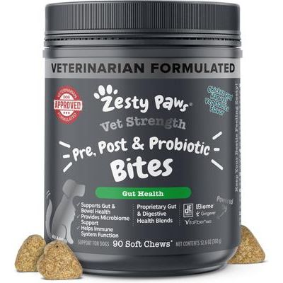 Vet Strength Prebiótico, Probiótico y Postbiótico para Digestión de Perros 90 chews
