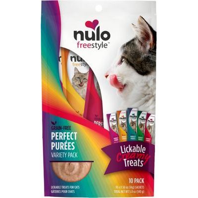 Nulo, FreeStyle Perfect Purées Chicken & Salmon, premio cremoso con prebióticos para gatos, Pollo + Salmón, 14 g × 48 tubos