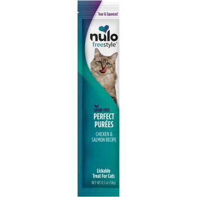 Nulo, FreeStyle Perfect Purées Chicken & Salmon, premio cremoso con prebióticos para gatos, Pollo + Salmón, 14 g × 48 tubos