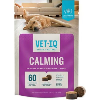 VetIQ, Calming Soft Chews, Manzanilla + L-Triptófano, sabor Ahumado de Nogal, 60 / 90 masticables.