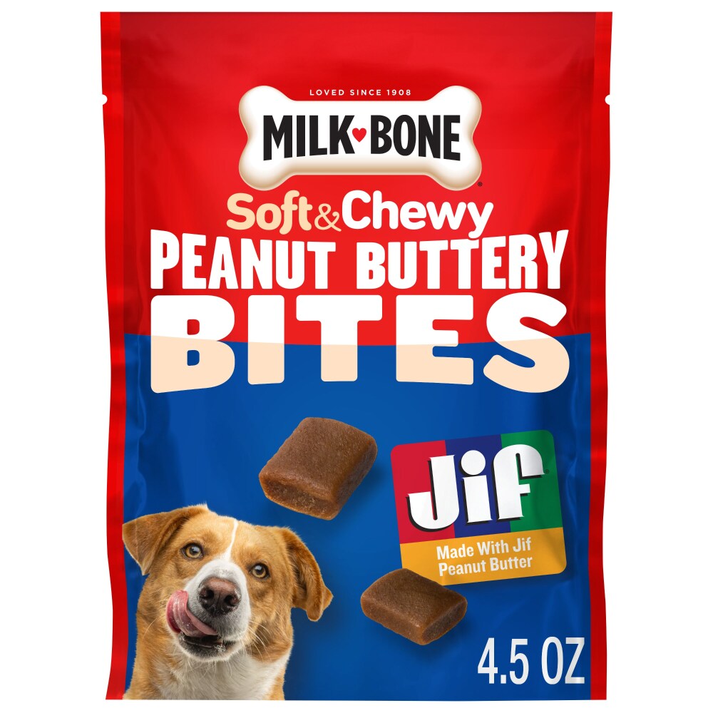 Milk-Bone Peanut Buttery Bites con Jif sabor crema de cacahuate 4.5 oz 128 g