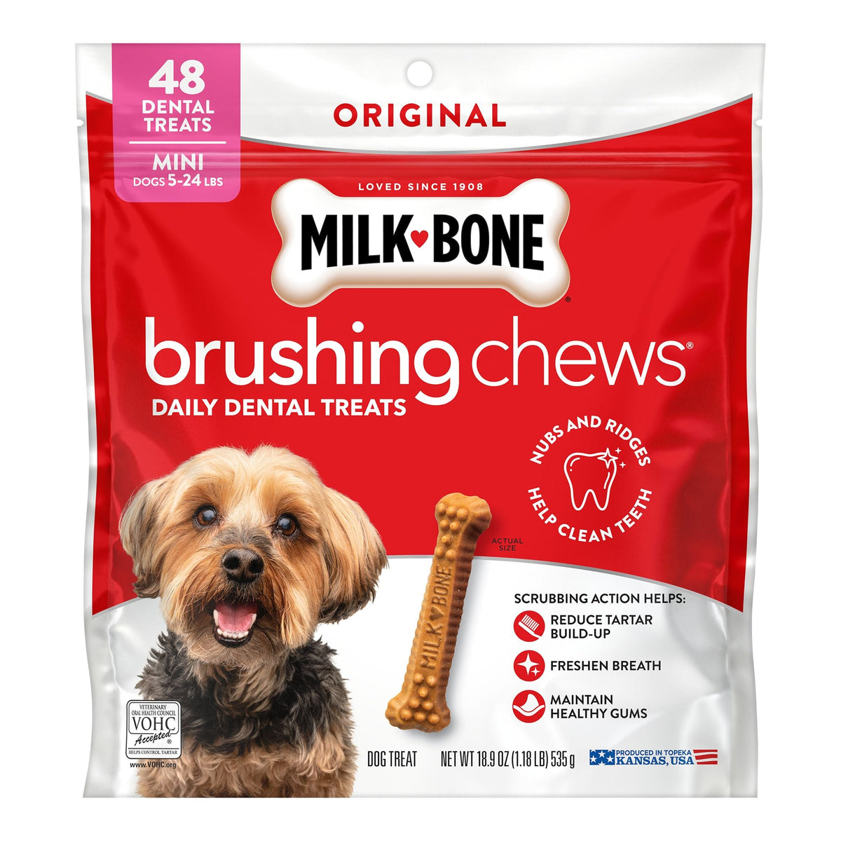 Milk-Bone Brushing Chews Mini Original Pollo, 48 unidades, 18.9 oz