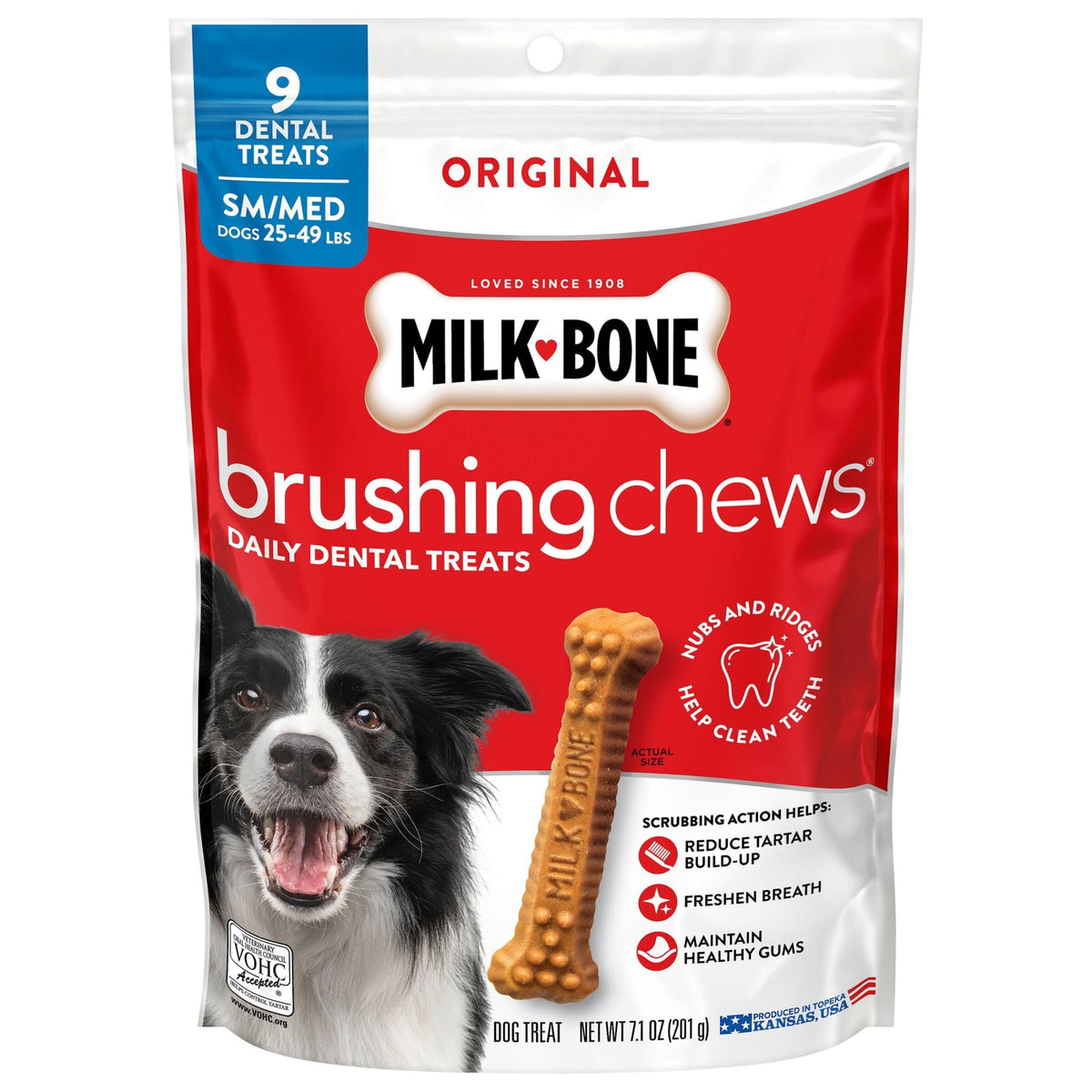 Milk-Bone Brushing Chews Small & Medium Original Pollo, 9 unidades, 7.1 oz