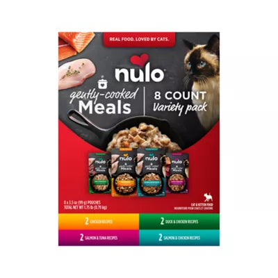 Nulo Gently-Cooked Meals Variety Pack para gatos, 8 bolsas de 99 g
