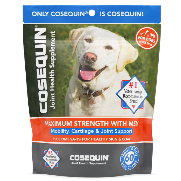 Nutramax Cosequin con MSM y omega-3, 60 masticables blandos para perros