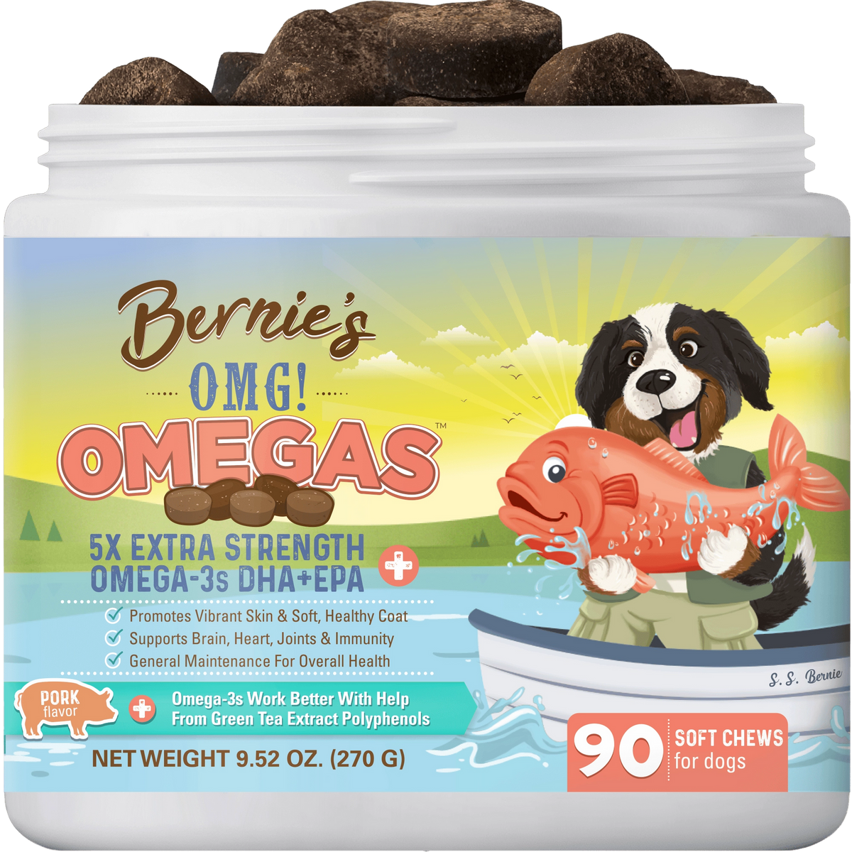 Bernie's OMG! Omegas Chews sabor Cerdo, 90 masticables