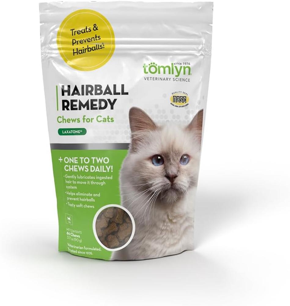 Tomlyn Laxatone Hairball Remedy Chews, 60 unidades
