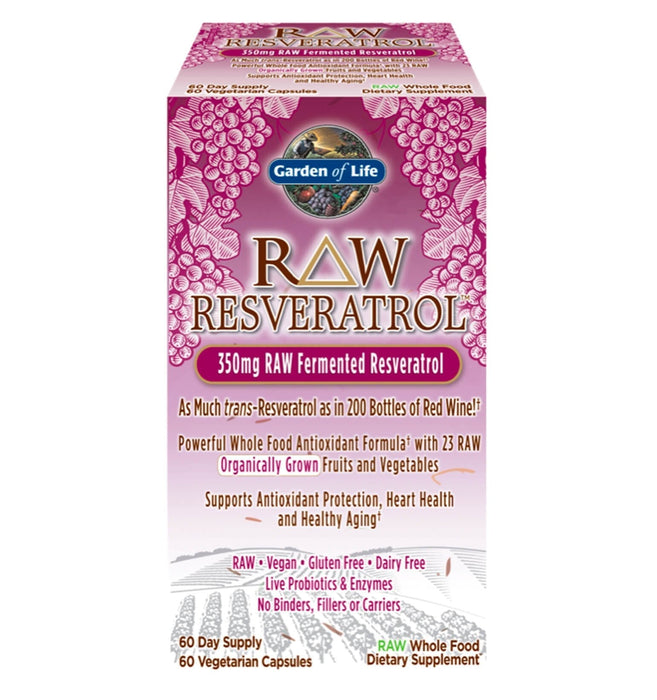 Resveratrol Raw Fermentado , Antioxidantes, Soporte Cardíaco. 60 cápsulas veganas
