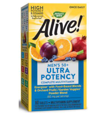 Alive! Multivitamínico para Hombre, Uno Diario 50+. 60 Tabs