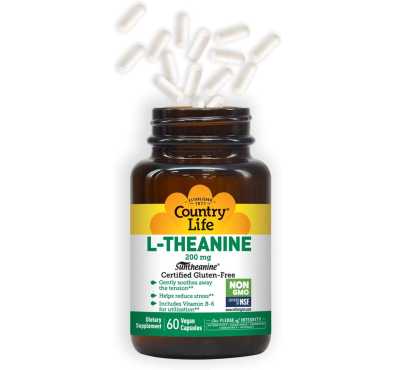 L Teanine Reductor de Estrés Natural, 200 mg. 30 caps veganas