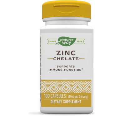 NATURE'S WAY, Zinc Quelado 30 mg. 100 Caps