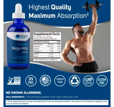 Suplemento Líquido de Magnesio Mega Mag, 118 ml.