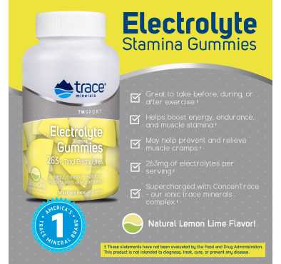 Electrolitos y Estamina en gomitas sabor Lima Limón. 90 gomitas