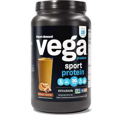 Proteína VEGA SPORT Vegetal sabor Crema de Cacahuate, 813 gr.