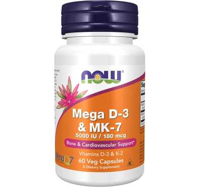 Mega Vitamina D3 (5,000 ui) + MK7, 60 Veg Caps