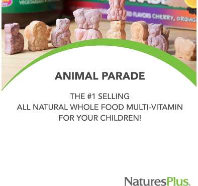 NATURES PLUS, Animal Parade Zinc para Niños, sabor Mandarina, 90 caramelos