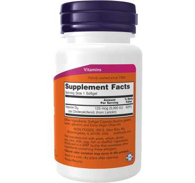 Vitamina D3 (5,000 IU) 120 cápsulas suaves