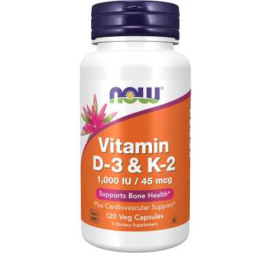 Vitamina D3 (1,000 ui) y K2 (45mcg), 120 Veg caps