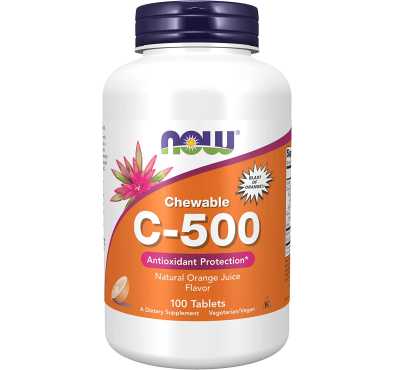 Vitamina C Masticable 500, sabor Naranja. 100 Tabs