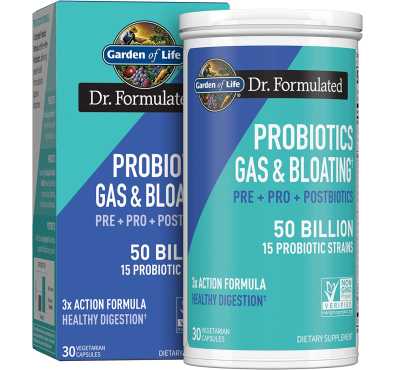Gases e Inflamación. Prebióticos, Probióticos, Postbióticos, 50 billiones. 30 cáps vegetarianas