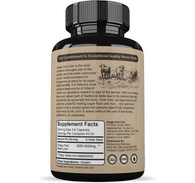 Hierro Natural de Hígado de Bovino Grass Fed, 180 caps