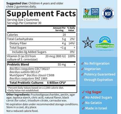 Probióticos para Niños, Pre+Probiótico+Post sabor Fresa. 60 Gomitas