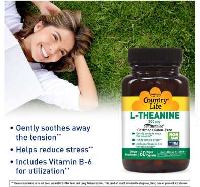L Teanine Reductor de Estrés Natural, 200 mg. 60 caps veganas