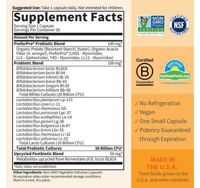 Pre+Probiótico+Post, 30 billones. 30 Vcaps