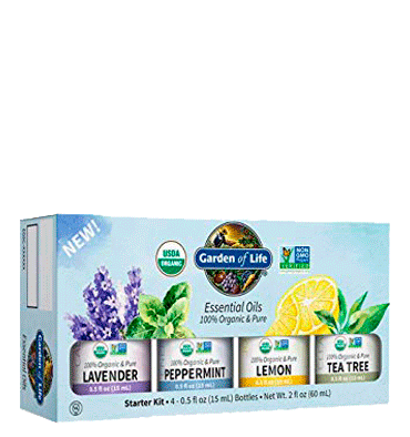 Aceite paquete Inicial Lavenda, Peppermint, Lemon, Tea Tree Orgánico, 4 pax