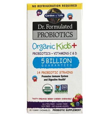 Probióticos para Niños 5 Billones. Digestivo, Inmune, Vitamina C, D, sabor Berries. 30 tabs